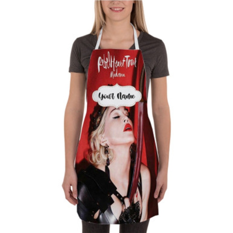 Pastele Madonna Rebel Heart Tour Red Custom Personalized Name Kitchen Apron