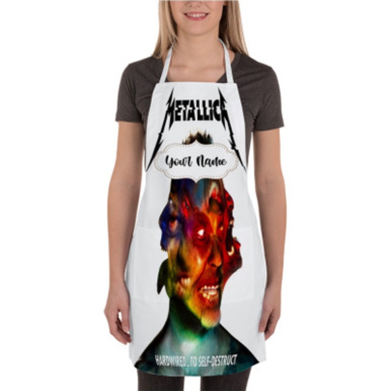 Pastele Metallica Hardwired To Self Destruct Custom Personalized Name Kitchen Apron