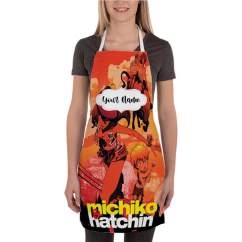 Pastele Michiko and Hatchin Custom Personalized Name Kitchen Apron