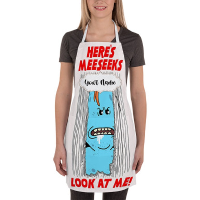 Pastele Mr Meeseek s Rick and Morty Custom Personalized Name Kitchen Apron