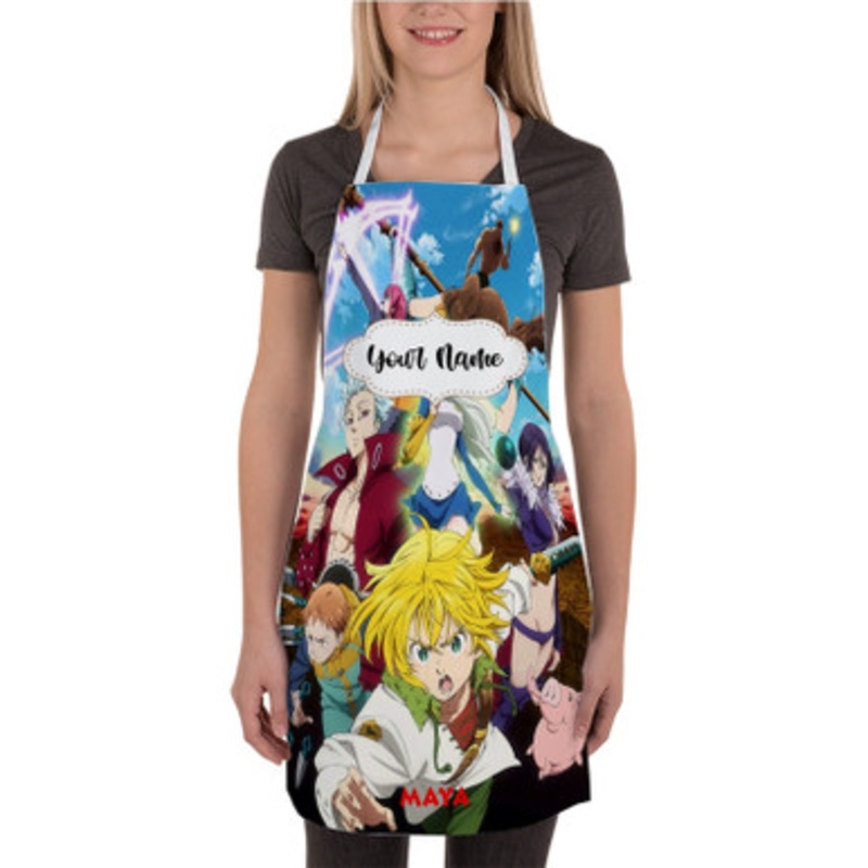 Pastele The Seven Deadly Sins Revival of The Commandments Custom Personalized Name Kitchen Apron
