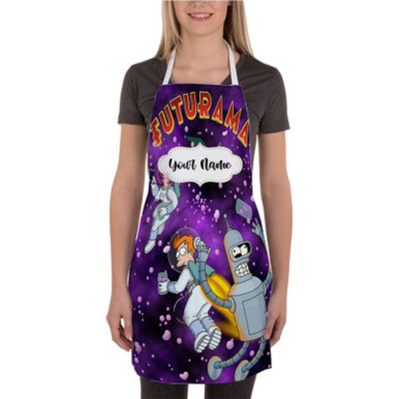 Pastele Futurama Purple Custom Personalized Name Kitchen Apron