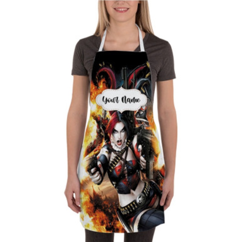 Pastele Harley Quinn Suicide Squad Custom Personalized Name Kitchen Apron