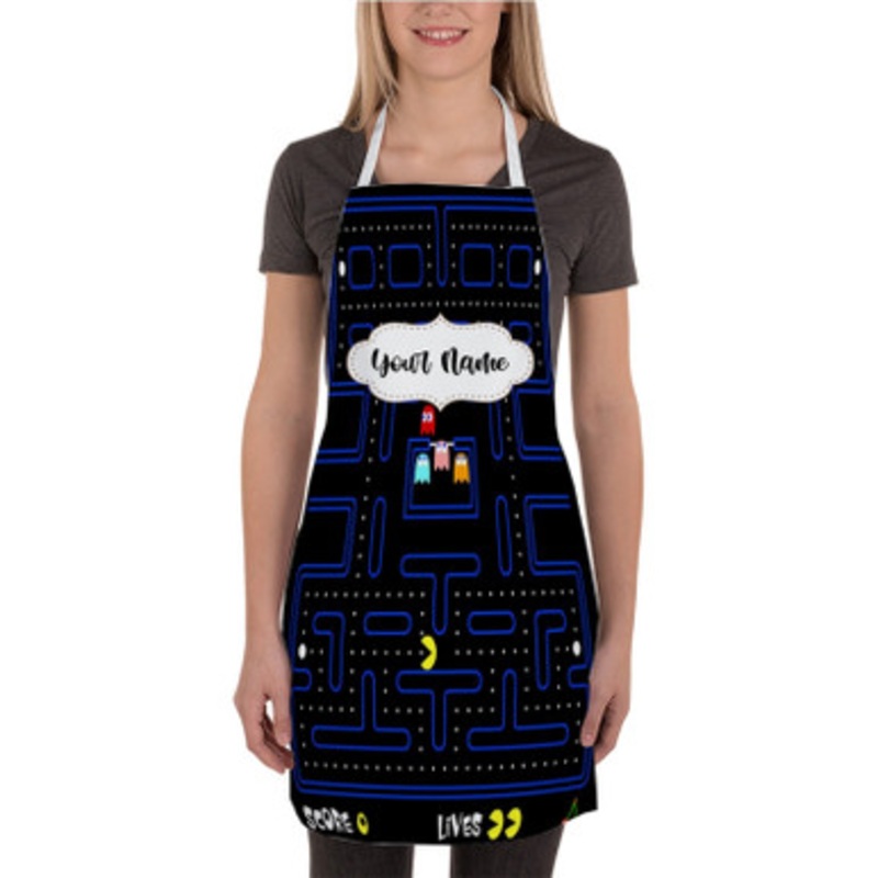 Pastele Pac Man Custom Personalized Name Kitchen Apron