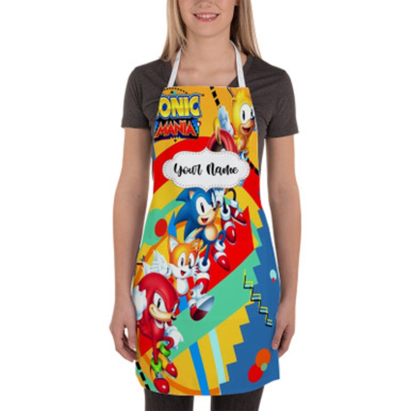 Pastele Sonic Mania Plus Custom Personalized Name Kitchen Apron