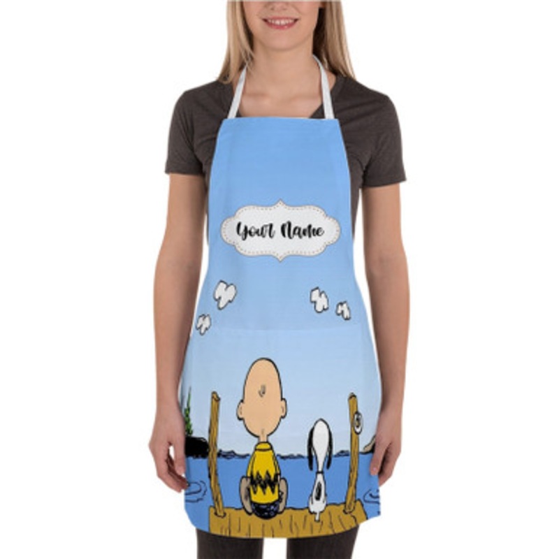 Pastele The Peanuts Snoopy and Charlie Brown Custom Personalized Name Kitchen Apron