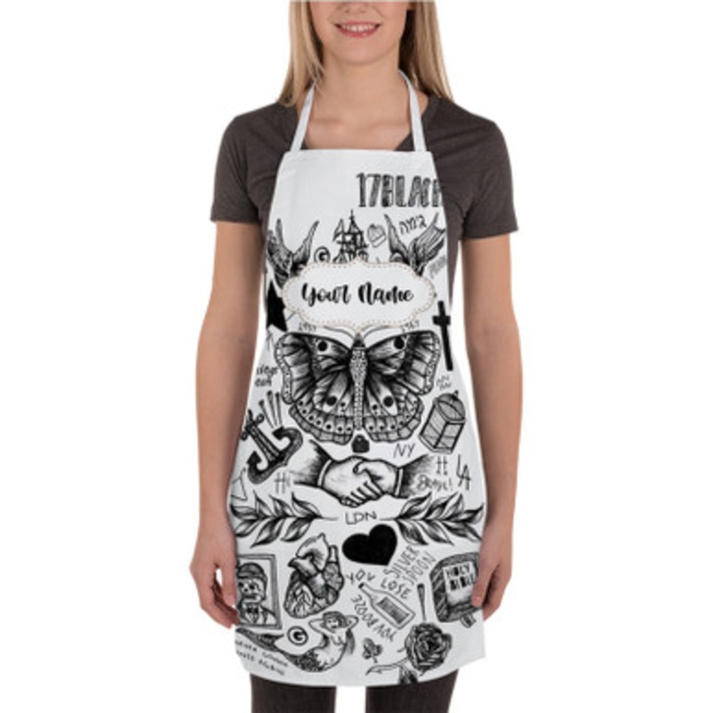 Pastele Harry Styles Tattoos One Direction Custom Personalized Name Kitchen Apron