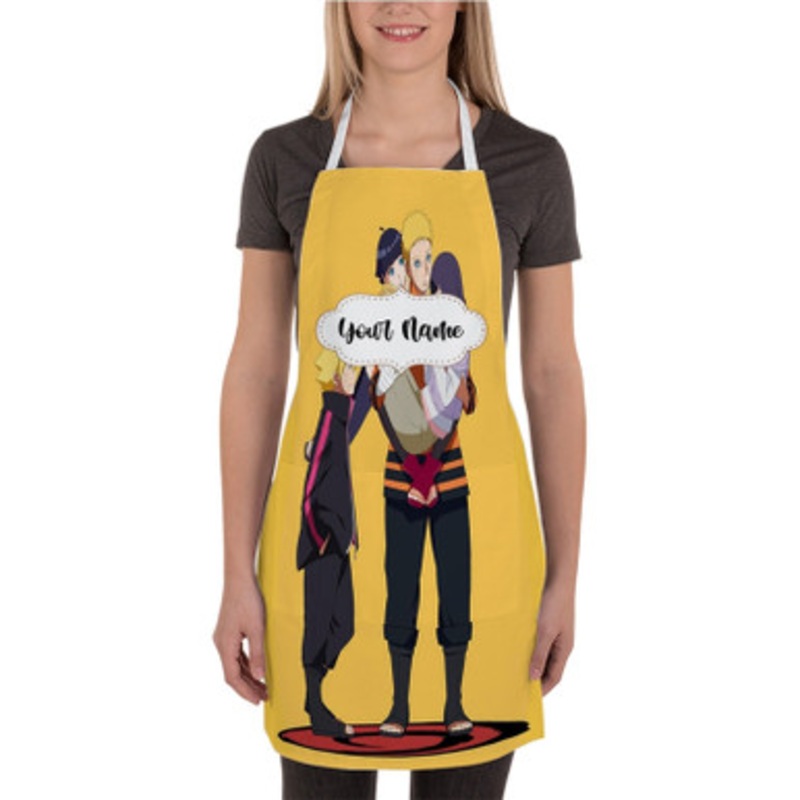 Pastele Naruto and Hinata s Family Custom Personalized Name Kitchen Apron