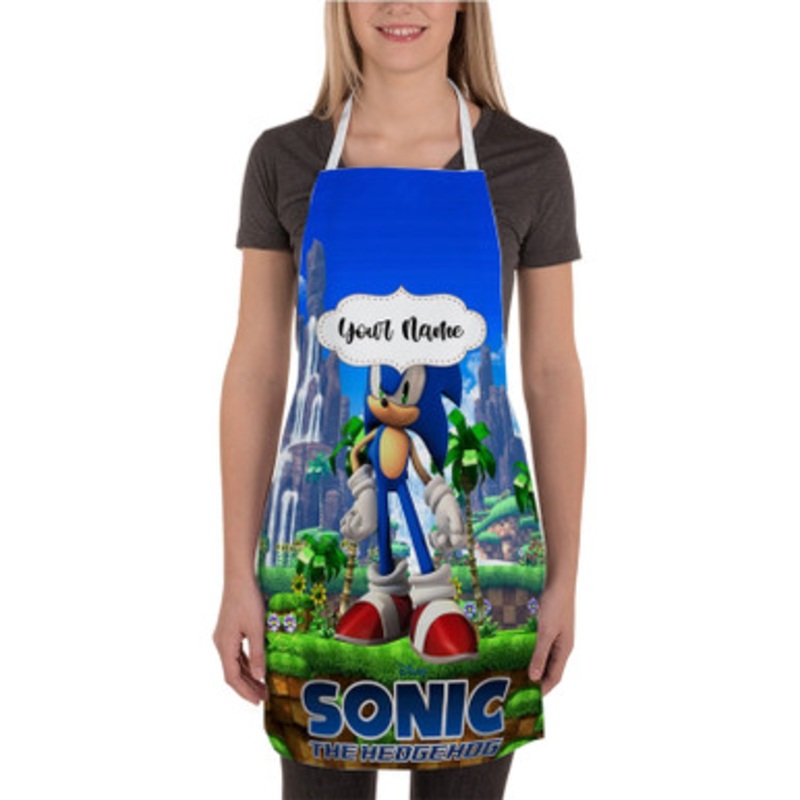 Pastele Sonic The Hedgehog Custom Personalized Name Kitchen Apron