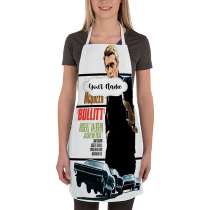 Pastele Steve Mc Queen Bullitt Ford Mustang Custom Personalized Name Kitchen Apron