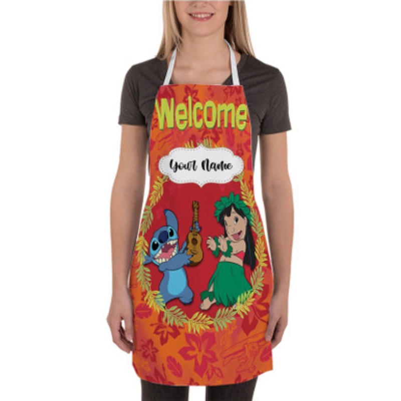 Pastele Disney Lilo and Stitch Welcome Custom Personalized Name Kitchen Apron