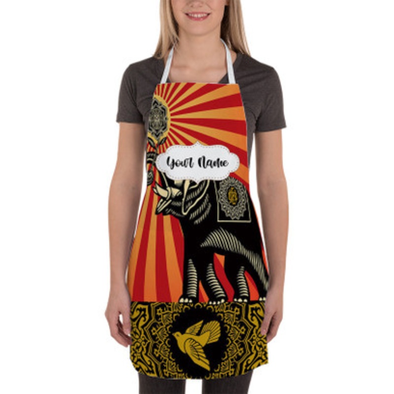 Pastele OBEY Elephant Art Custom Personalized Name Kitchen Apron