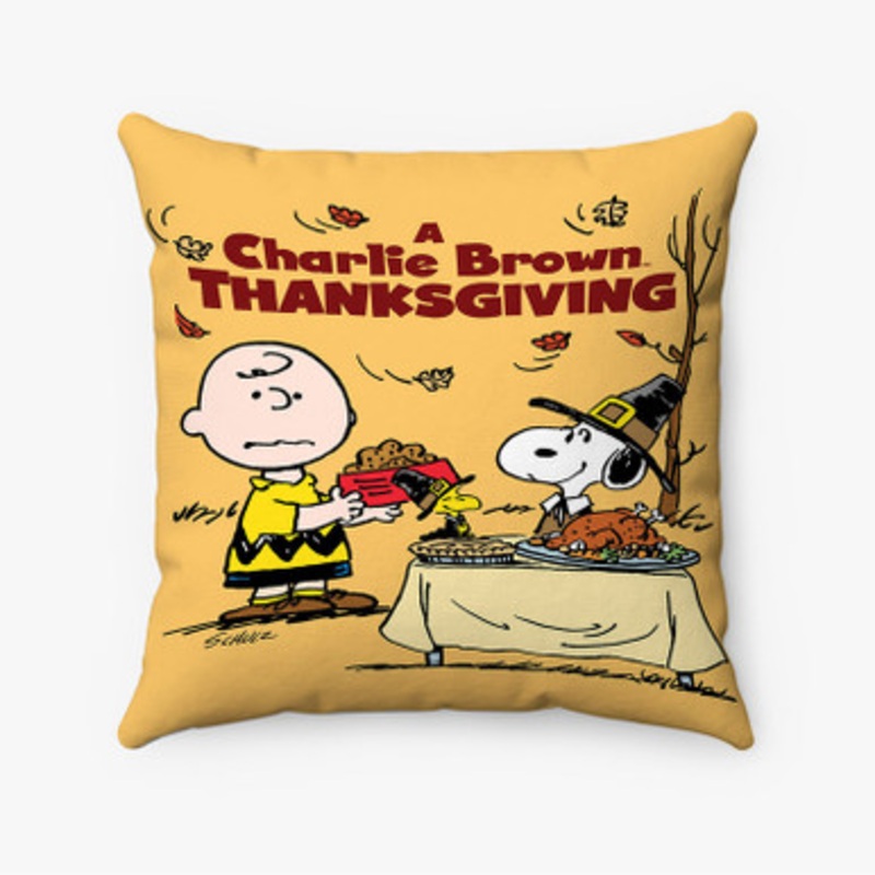 Pastele A Charlie Brown Thanksgiving Custom Pillow Case Awesome Personalized Spun Polyester Square Pillow Cover Decorative Cushion Bed Sofa Throw Pillow Home Decor