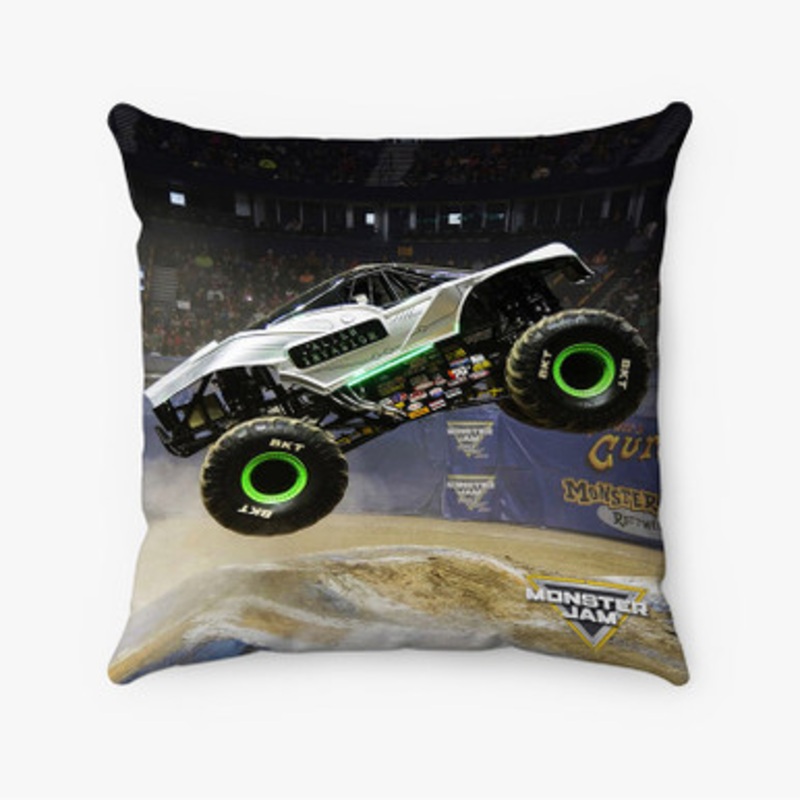 Pastele Alien Invasion Monster Truck Custom Pillow Case Awesome Personalized Spun Polyester Square Pillow Cover Decorative Cushion Bed Sofa Throw Pillow Home Decor