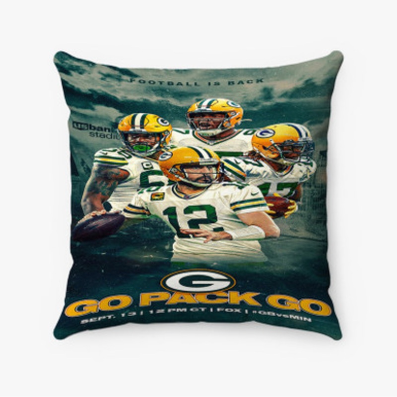 Pastele Green Bay Packers NFL 2022 Custom Pillow Case Awesome Personalized Spun Polyester Square Pillow Cover Decorative Cushion Bed Sofa Throw Pillow Home Decor