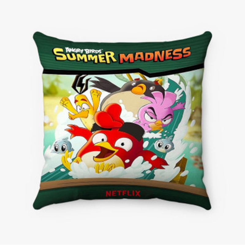 Pastele Angry Birds Summer Madness Custom Pillow Case Awesome Personalized Spun Polyester Square Pillow Cover Decorative Cushion Bed Sofa Throw Pillow Home Decor