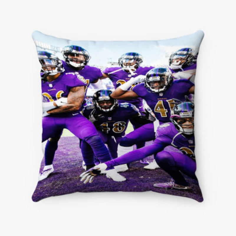 Pastele Baltimore Ravens NFL 2022 Squad Custom Pillow Case Awesome Personalized Spun Polyester Square Pillow Cover Decorative Cushion Bed Sofa Throw Pillow Home Decor