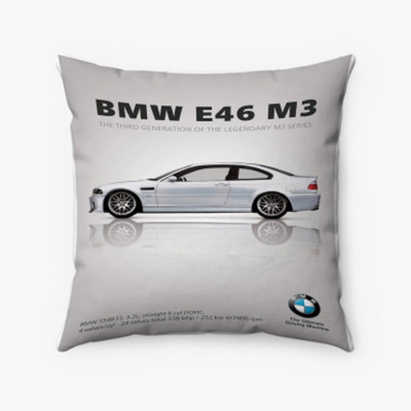 Pastele BMW E46 M3 Custom Pillow Case Awesome Personalized Spun Polyester Square Pillow Cover Decorative Cushion Bed Sofa Throw Pillow Home Decor