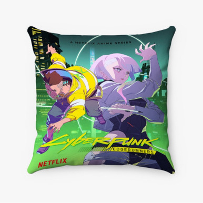 Pastele Cyberpunk Edgerunners Custom Pillow Case Awesome Personalized Spun Polyester Square Pillow Cover Decorative Cushion Bed Sofa Throw Pillow Home Decor