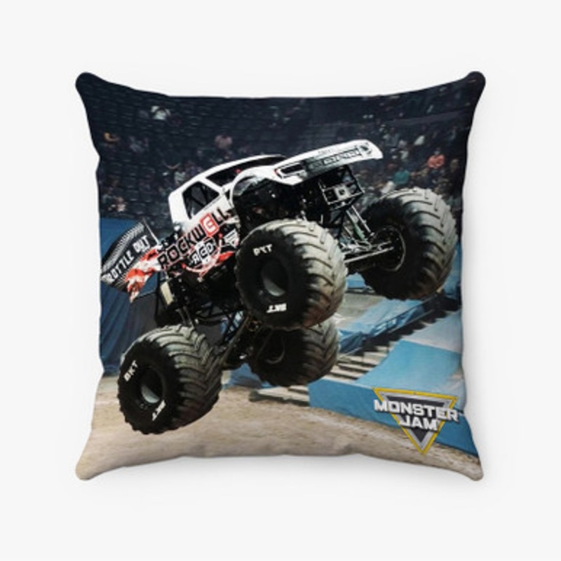 Pastele Rockwell RED Monster Truck Custom Pillow Case Awesome Personalized Spun Polyester Square Pillow Cover Decorative Cushion Bed Sofa Throw Pillow Home Decor