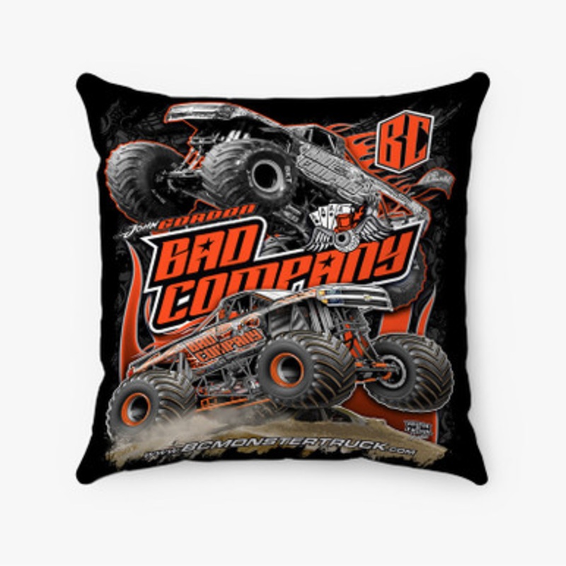 Pastele Bad Company Monster Truck Custom Pillow Case Awesome Personalized Spun Polyester Square Pillow Cover Decorative Cushion Bed Sofa Throw Pillow Home Decor