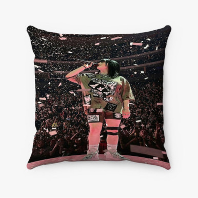 Pastele Billie Eilish Concert Custom Pillow Case Awesome Personalized Spun Polyester Square Pillow Cover Decorative Cushion Bed Sofa Throw Pillow Home Decor