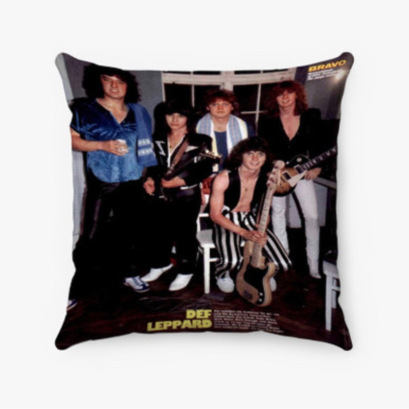 Pastele Def Leppard 1980 Custom Pillow Case Awesome Personalized Spun Polyester Square Pillow Cover Decorative Cushion Bed Sofa Throw Pillow Home Decor