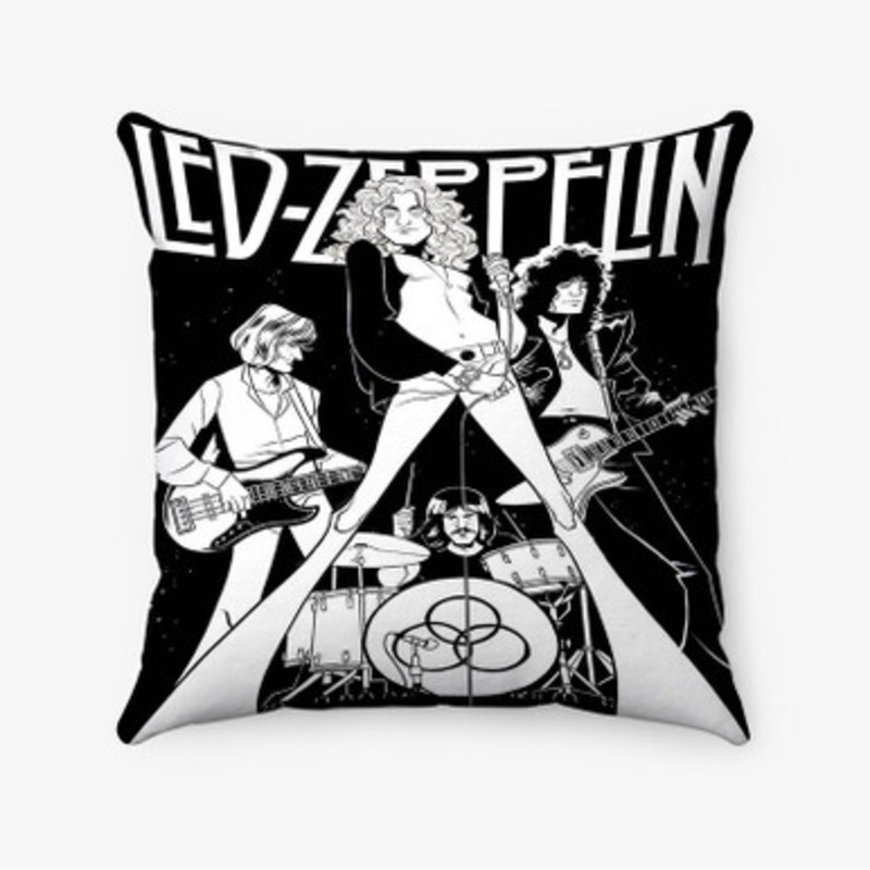 Pastele Led Zeppelin Black and White Custom Pillow Case Awesome Personalized Spun Polyester Square Pillow Cover Decorative Cushion Bed Sofa Throw Pillow Home Decor