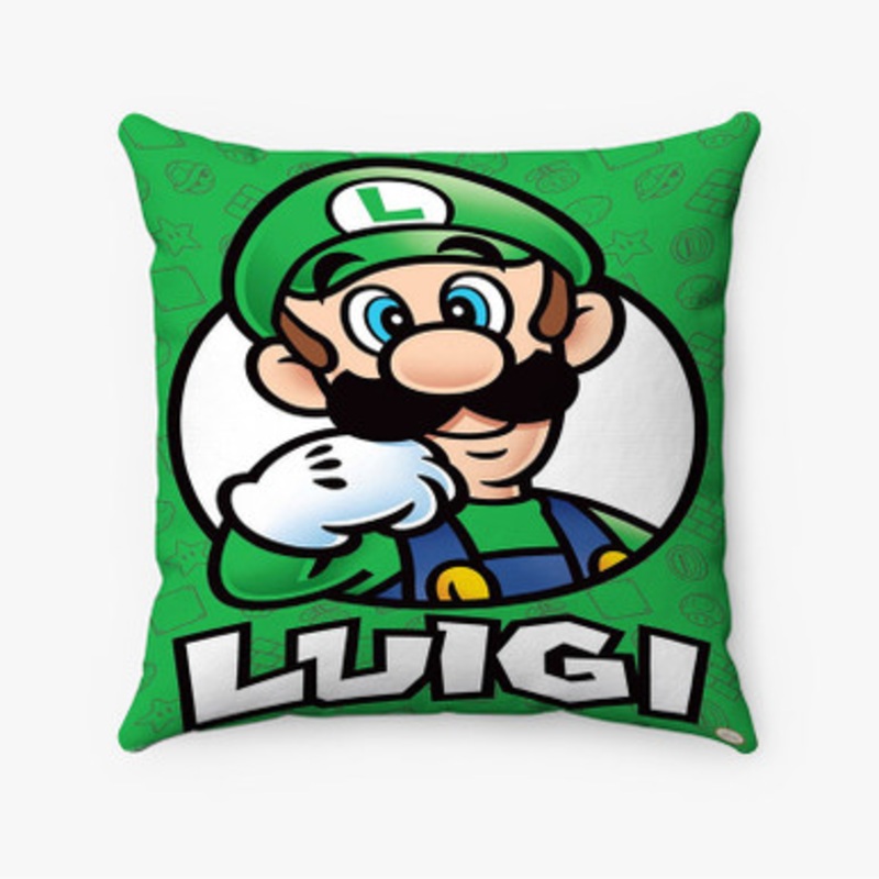 Pastele Luigi Super Mario Bros Nintendo Custom Pillow Case Awesome Personalized Spun Polyester Square Pillow Cover Decorative Cushion Bed Sofa Throw Pillow Home Decor