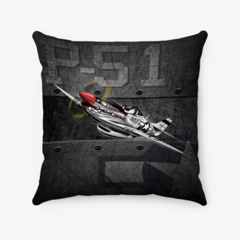 Pastele P51 Mustang Custom Pillow Case Awesome Personalized Spun Polyester Square Pillow Cover Decorative Cushion Bed Sofa Throw Pillow Home Decor
