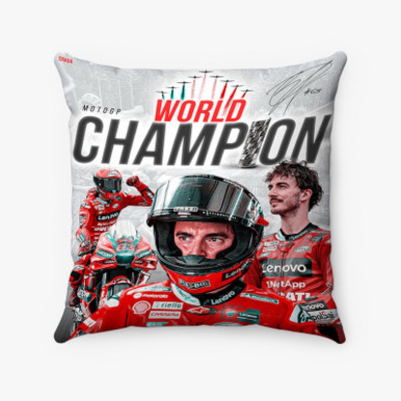 Pastele Pecco Bagnaia Moto GP Custom Pillow Case Awesome Personalized Spun Polyester Square Pillow Cover Decorative Cushion Bed Sofa Throw Pillow Home Decor