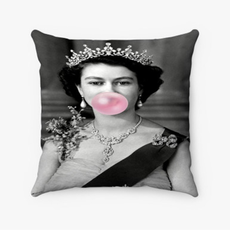 Pastele Queen Elizabeth II Bubble Gum Custom Pillow Case Awesome Personalized Spun Polyester Square Pillow Cover Decorative Cushion Bed Sofa Throw Pillow Home Decor