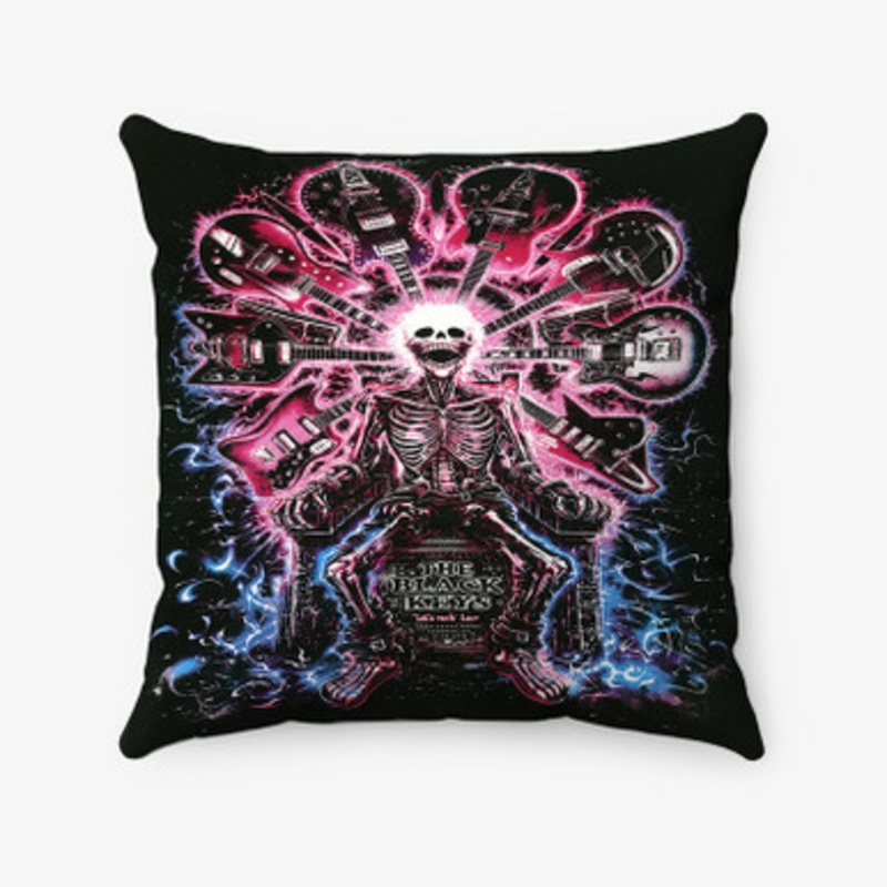 Pastele The Black Keys Skull Custom Pillow Case Awesome Personalized Spun Polyester Square Pillow Cover Decorative Cushion Bed Sofa Throw Pillow Home Decor
