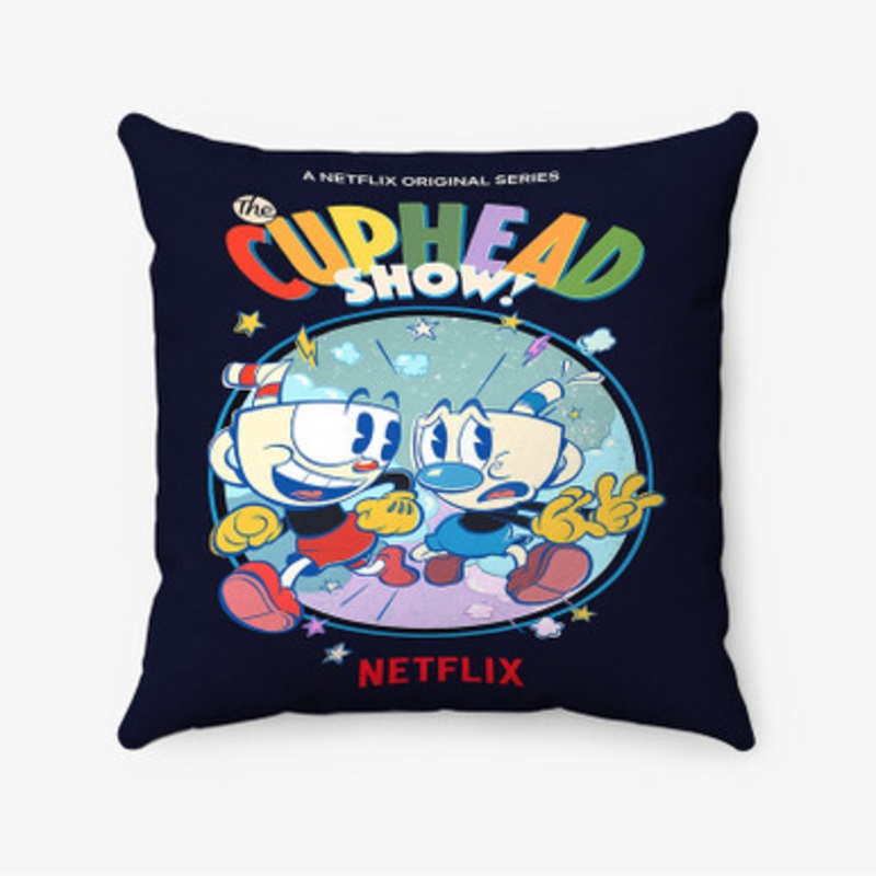 Pastele The Cuphead Show 2022 Custom Pillow Case Awesome Personalized Spun Polyester Square Pillow Cover Decorative Cushion Bed Sofa Throw Pillow Home Decor